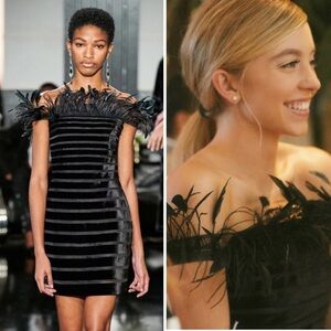 Ralph Lauren Collection Purple Label Off Shoulder Mini Dress Feather Runway  $5K